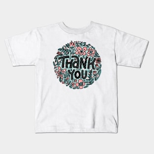 Thank You Doodles Flowers Kids T-Shirt